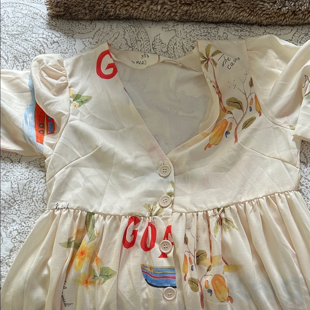 Cream Floral Button-Down Dress